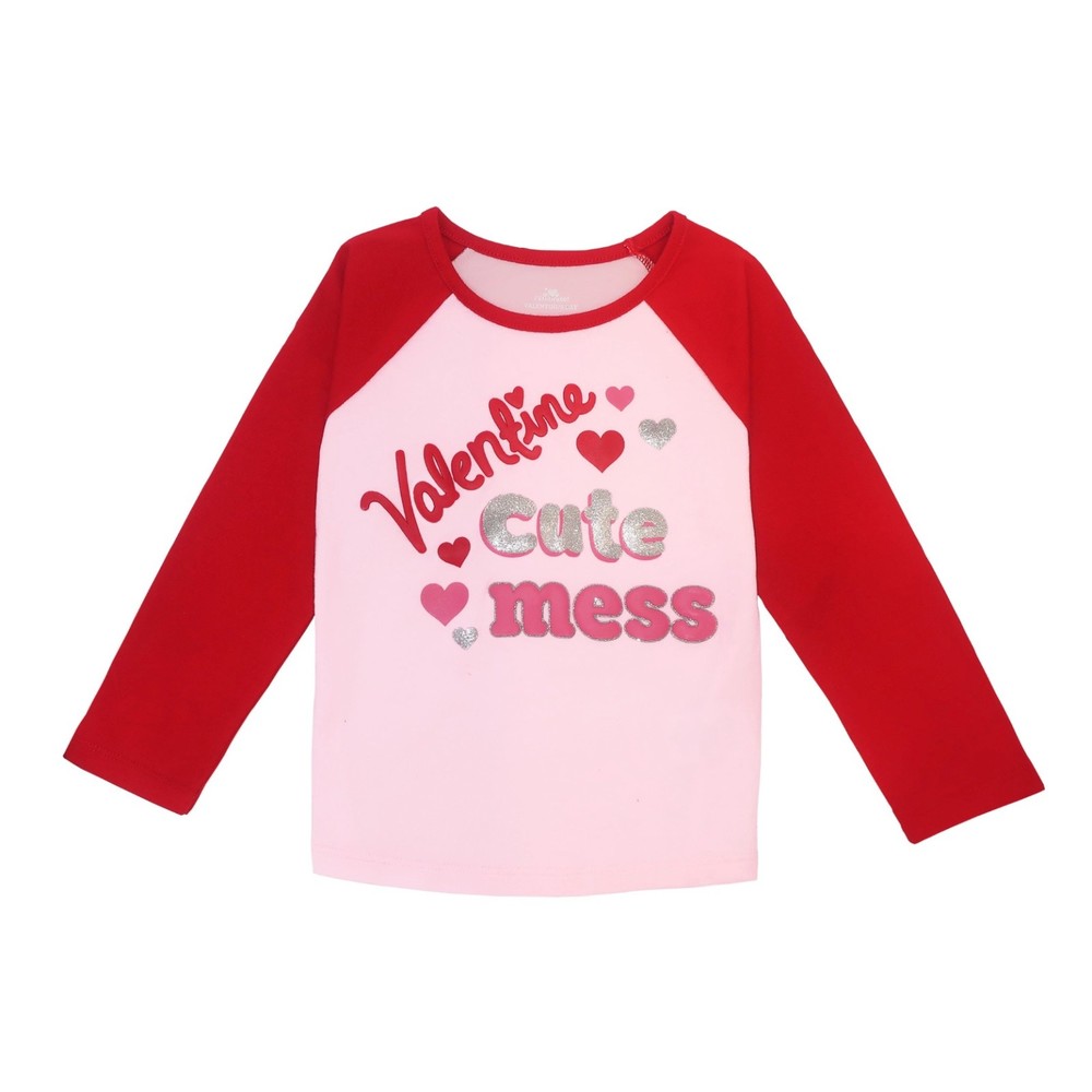 Baby Toddler Girls Valentines Day Shirt Long Sleeves Pink Red Heart T-Shirt